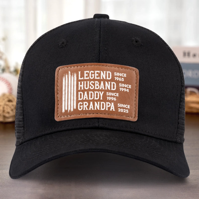Custom Leather Patch Hat - Personalized Birthday Gifts For Dad, Grandpa - The Man We Admire