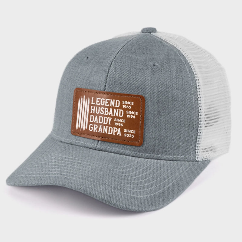 Custom Leather Patch Hat - Personalized Birthday Gifts For Dad, Grandpa - The Man We Admire