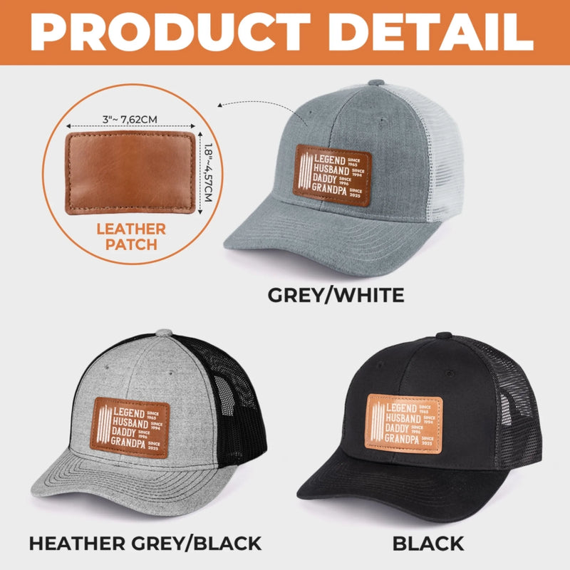 Custom Leather Patch Hat - Personalized Birthday Gifts For Dad, Grandpa - The Man We Admire