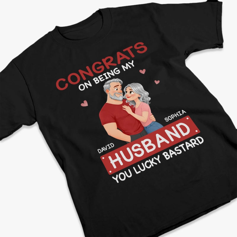 Custom Unisex T-shirt, Premium T-shirt, Hoodie - Personalized Anniversary Wedding Gifts For Husband And Wife, Him And Her - Lucky To Be Loved By You