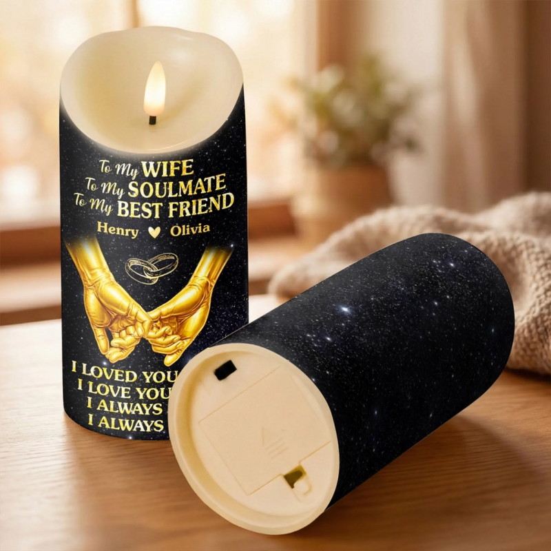 Custom LED Candle - Personalized Anniversary Wedding Gifts For Husband And Wife, Him And Her - To My Soulmate