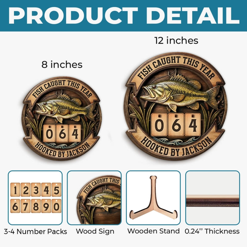 Custom Wooden Tracker Sign - Personalized Birthday Fishing Gifts For Fisherman - Real Catch Moment