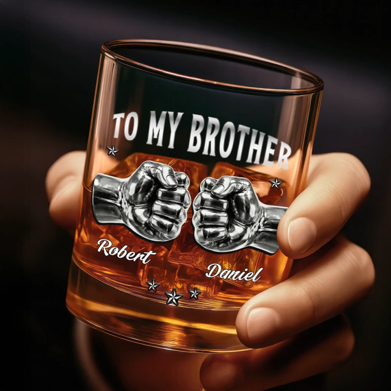Custom Whiskey Glass - Personalized Birthday Gifts For Brother - A Sip Of Brotherhood