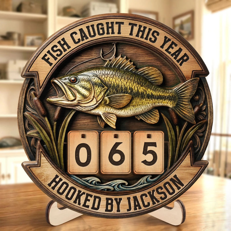 Custom Wooden Tracker Sign - Personalized Birthday Fishing Gifts For Fisherman - A True Angler’s Milestone
