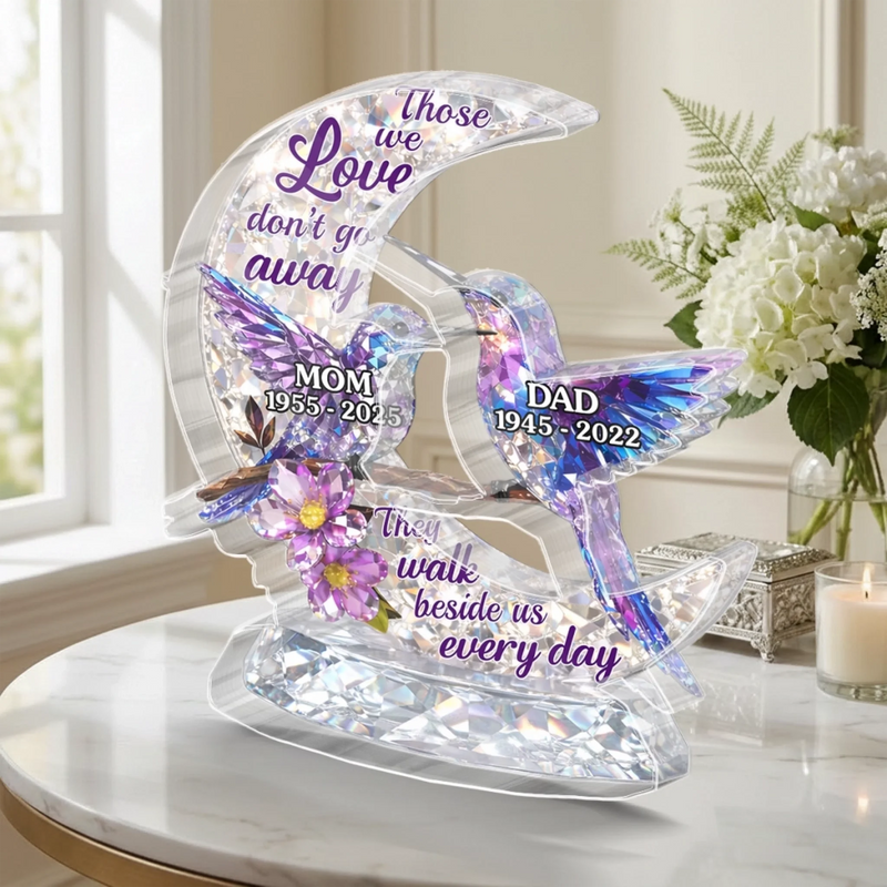 Custom Acrylic Plaque - Personalized Memorial Sympathy Gifts For Loss Of Mom, Dad - Love Never Dies