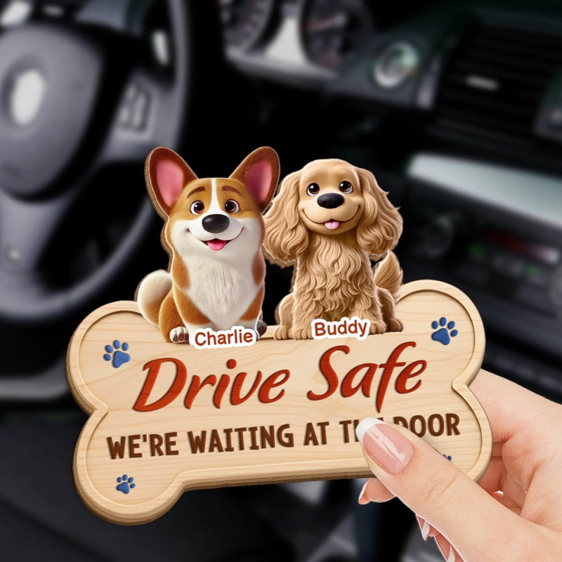 Custom Car Visor Clip - Personalized Birthday Gifts For Dog Lovers, Dog Dad And Mom - My Dog Is Waiting