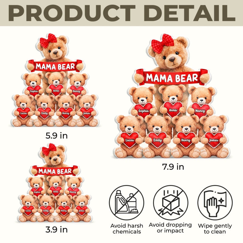 Custom Teddy Bear Acrylic Plaque - Personalized Mother's Day Birthday Gifts For Mom, Grandma - Her Love Keeps Them Close