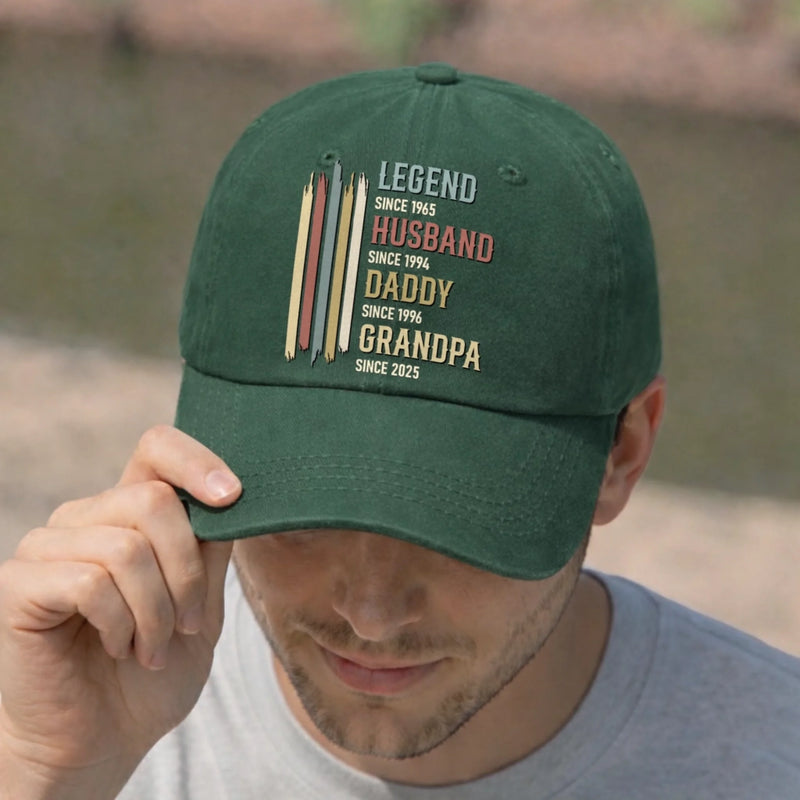 Custom Vintage Washed Denim Baseball Cap - Personalized Birthday Gifts For Dad, Grandpa - Proud To Be Your Kid