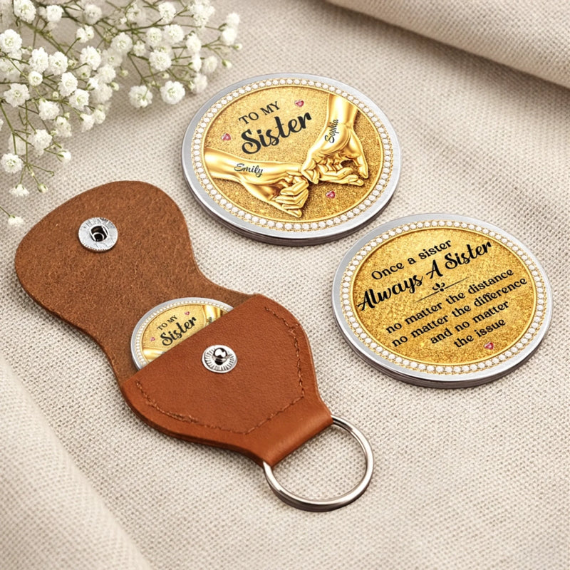 Custom Pocket Hug - Personalized Best Friend Birthday Gifts For Women, Besties, Sisters, BFF - Sisters Share One Heart