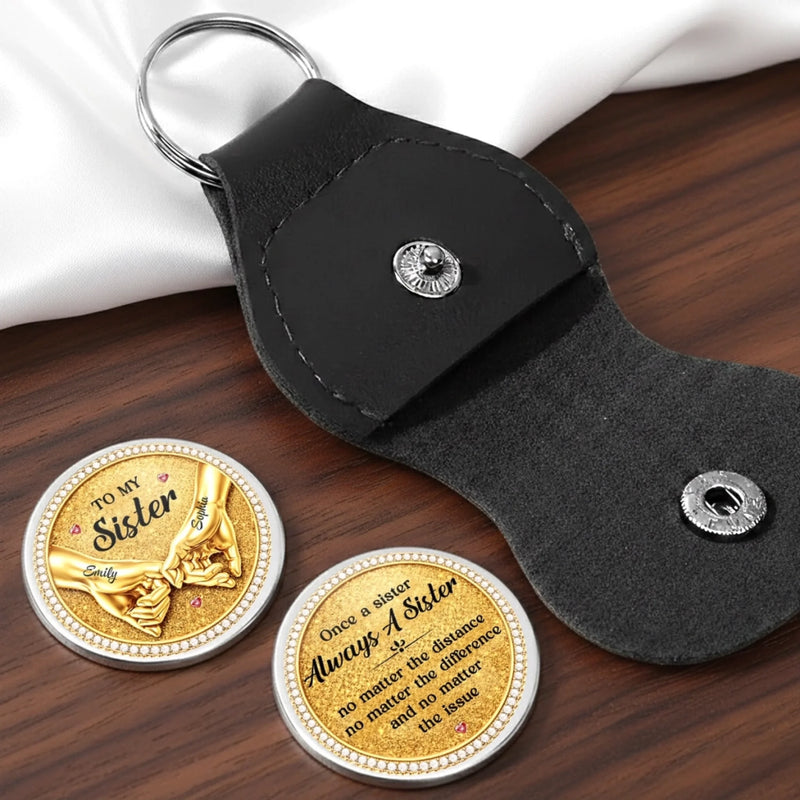 Custom Pocket Hug - Personalized Best Friend Birthday Gifts For Women, Besties, Sisters, BFF - Sisters Share One Heart