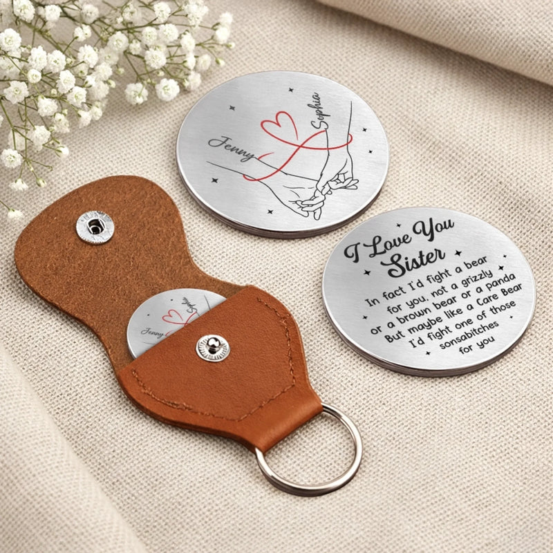 Custom Pocket Hug - Personalized Best Friend Birthday Gifts For Women, Besties, Sisters, BFF - Sisters Forever By Choice