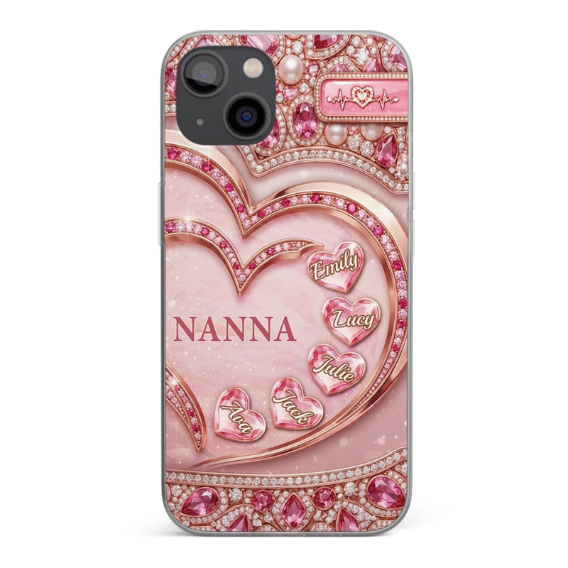 Custom Jewelry Clear Phone Case - Personalized Mother's Day Birthday Gifts For Mom, Grandma - A Keepsake Of Her Happiness