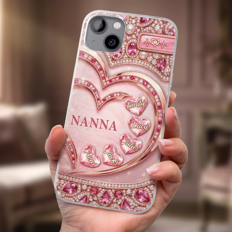 Custom Jewelry Clear Phone Case - Personalized Mother's Day Birthday Gifts For Mom, Grandma - A Keepsake Of Her Happiness
