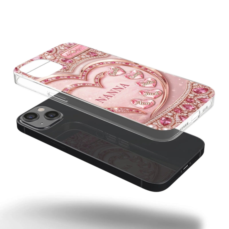 Custom Jewelry Clear Phone Case - Personalized Mother's Day Birthday Gifts For Mom, Grandma - A Keepsake Of Her Happiness