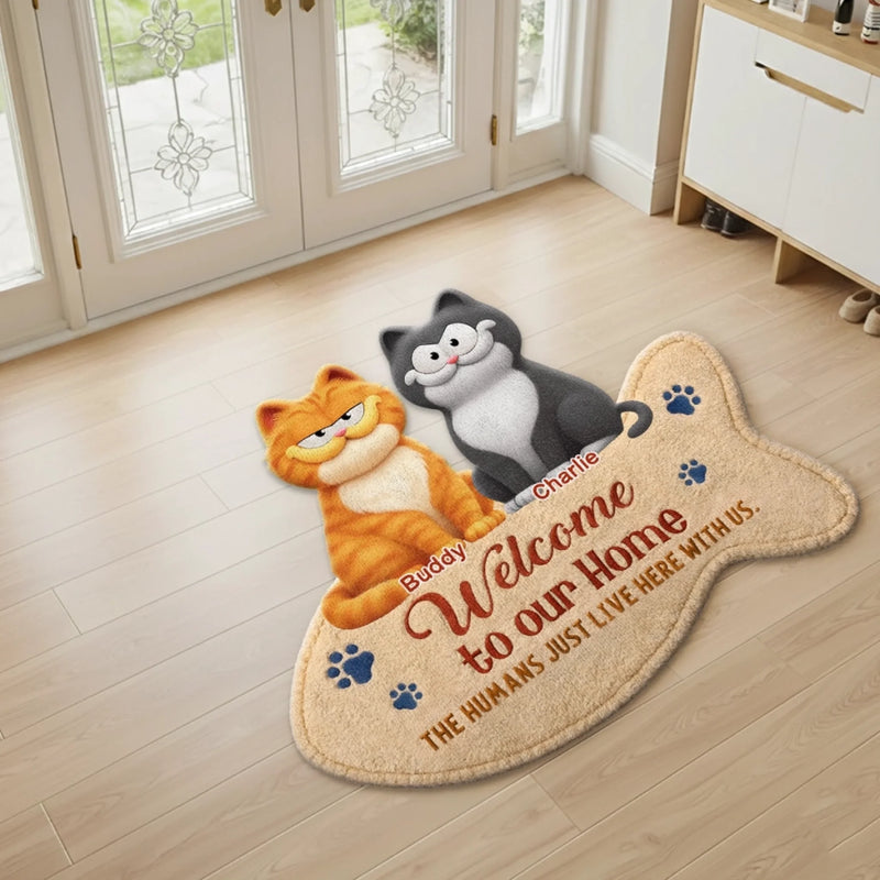 Custom Shaped Doormat - Personalized Birthday Gifts For Cat Lovers, Cat Mom And Dad - This Home Is Cat Owned