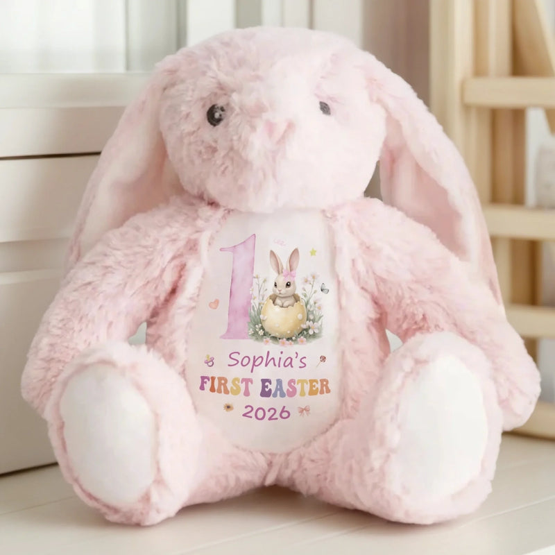 Bunny Kisses & Easter Wishes - Family Personalized Custom Easter Bunny Plush - Easter Gift For Baby Kids, Newborn Baby