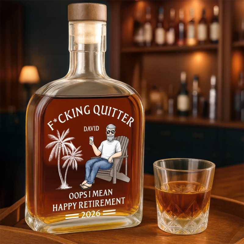 Officially Done - Coworker Personalized Custom Whiskey Bottle - Appreciation, Retirement Gift For Coworkers, Work Friends, Colleagues