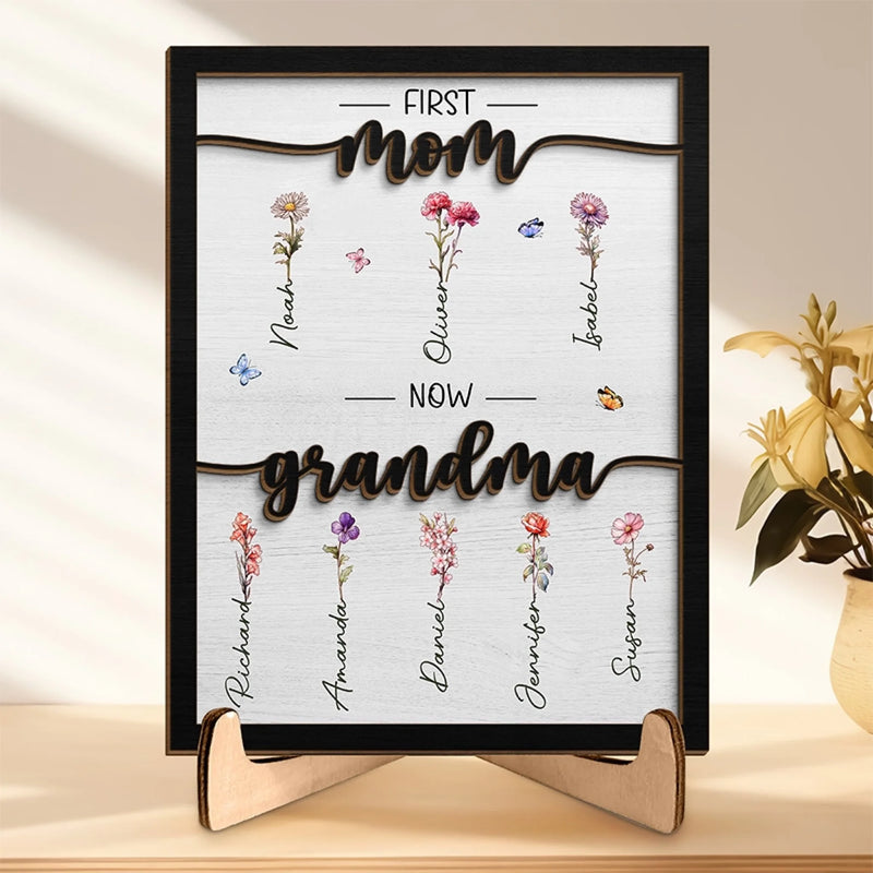 Custom 2-Layered Wooden Plaque - Personalized Mother's Day Gifts For Mom, Grandma - From First Love To Forever Love