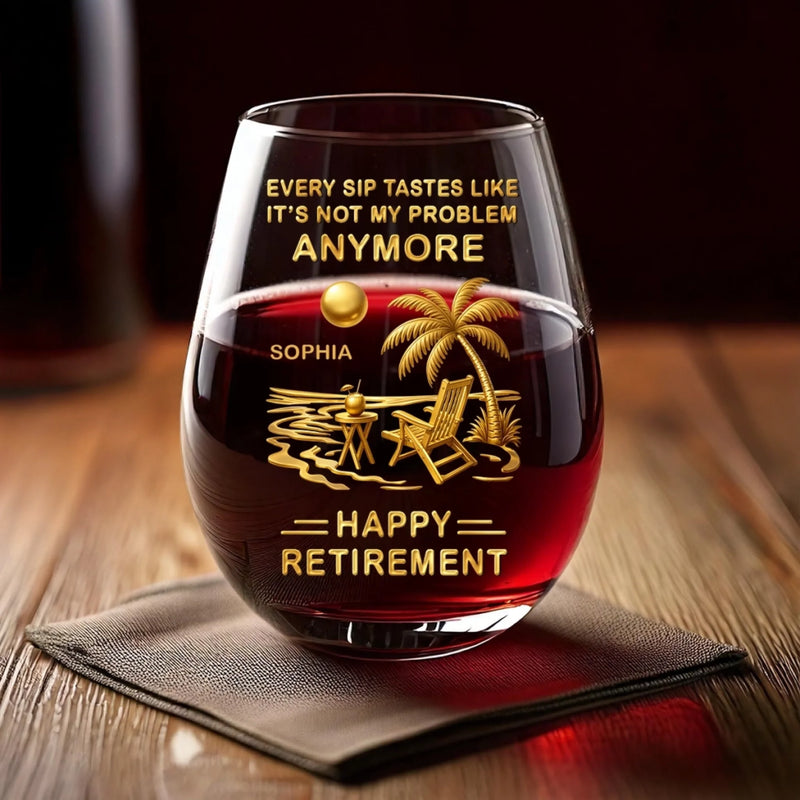 Custom Wine Glass - Personalized Retirement Gifts For Women, Men - Retirement Begins Anew