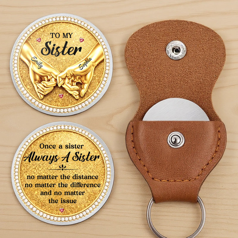 Custom Pocket Hug - Personalized Best Friend Birthday Gifts For Women, Besties, Sisters, BFF - Sisters Share One Heart