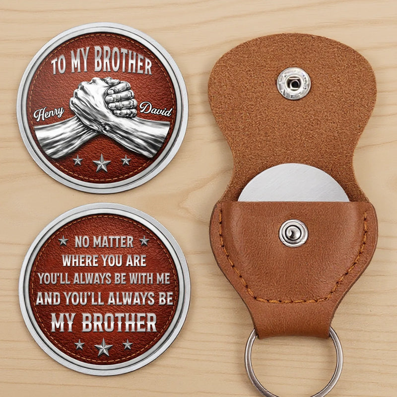 Custom Pocket Hug - Personalized Birthday Gifts For Brother - Brothers Stand Side By Side