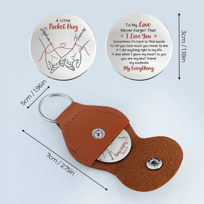 Custom Pocket Hug - Personalized Anniversary Wedding Gifts For Husband And Wife, Him And Her - With You I Breathe Easier