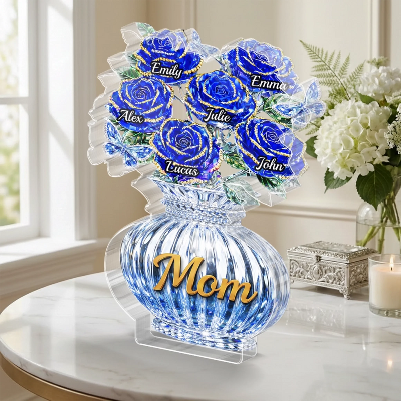 Custom Acrylic Plaque - Personalized Mother's Day Birthday Gifts For Mom, Grandma - Love Shines In Blue