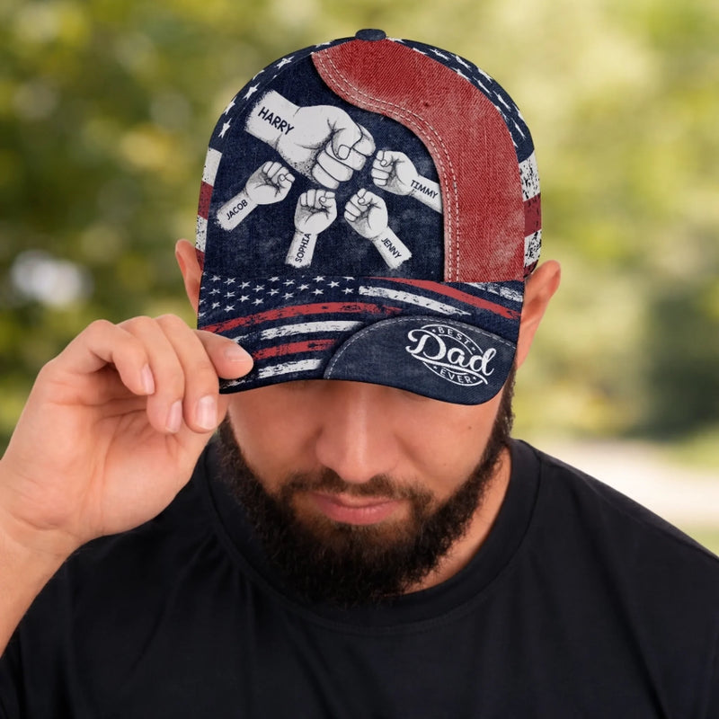 Custom Hat, All Over Print Classic Cap - Personalized Birthday Gifts For Dad, Grandpa - Dad Strength Guides Us
