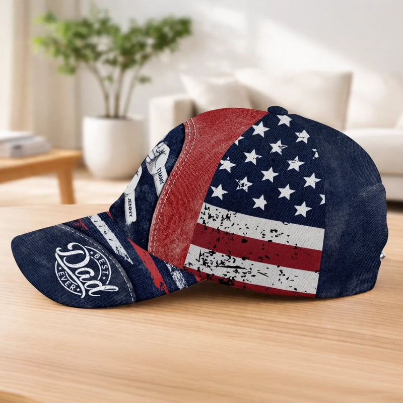 Custom Hat, All Over Print Classic Cap - Personalized Birthday Gifts For Dad, Grandpa - Dad Strength Guides Us