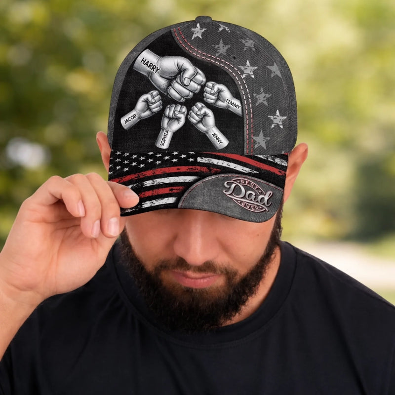 Custom Hat, All Over Print Classic Cap - Personalized Birthday Gifts For Dad, Grandpa - Grandpa Love Stands Tall