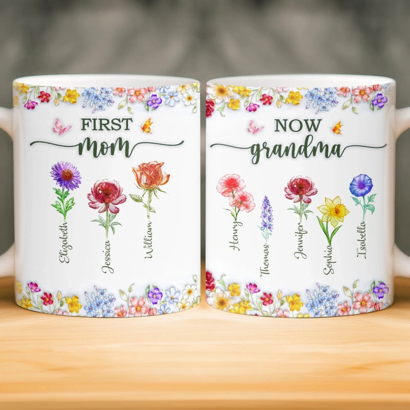 Custom Mug - Personalized Mother's Day Birthday Gifts For Mom, Grandma - A Lifetime Of Love In Bloom