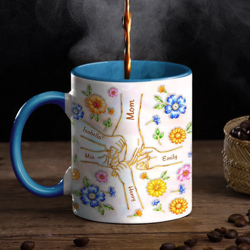 Custom 3D Inflated Effect Printed Accent Mug - Personalized Mother's Day Gifts For Mom, Grandma - Mom Love Never Fades