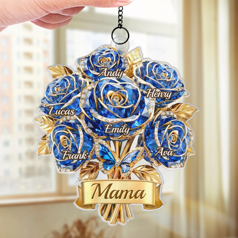 Custom Window Hanging Suncatcher Ornament - Personalized Mother's Day Birthday Gifts For Mom, Grandma - Forever Mama’s Garden