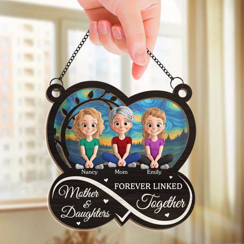Custom Window Hanging Suncatcher Ornament - Personalized Mother's Day Birthday Gifts For Mom, Grandma - Always Mother And Daughters
