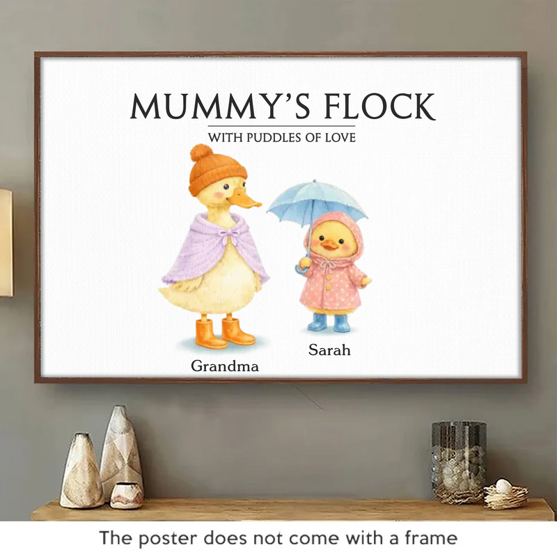 Custom Horizontal Poster - Personalized Mother's Day Birthday Gifts For Mom, Grandma - With All My Ducklings