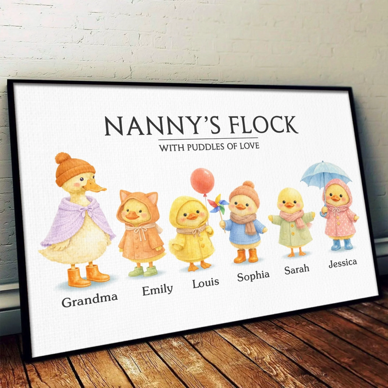 Custom Horizontal Poster - Personalized Mother's Day Birthday Gifts For Mom, Grandma - With All My Ducklings