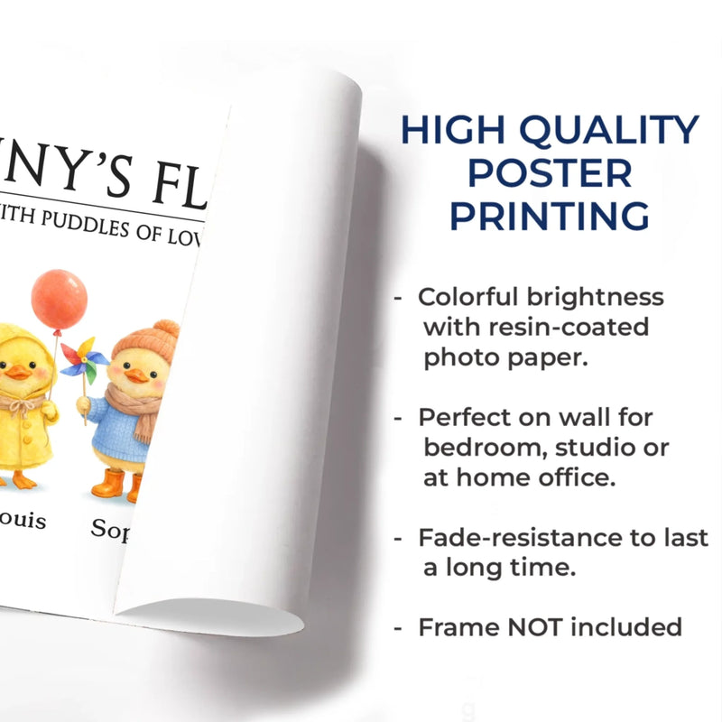Custom Horizontal Poster - Personalized Mother's Day Birthday Gifts For Mom, Grandma - With All My Ducklings