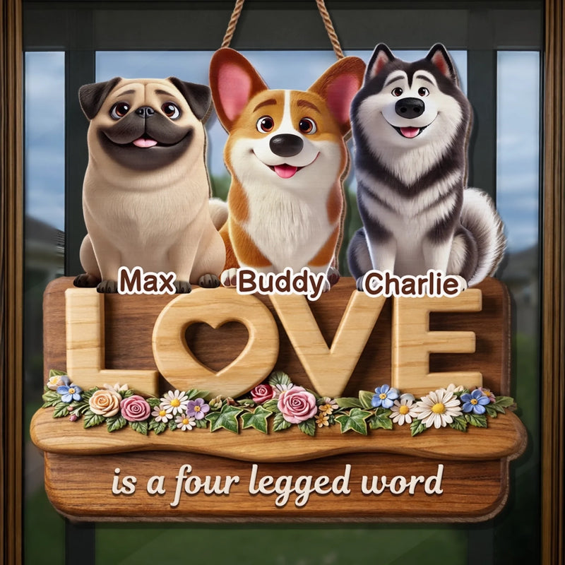 Custom Wood Sign - Personalized Birthday Gifts For Dog Cat Lovers, Dog Dad And Mom, Cat Owners - Happiness Comes Furry