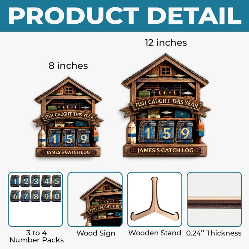 Custom Wooden Tracker Sign - Personalized Birthday Fishing Gifts For Fisherman - Master Angler Log