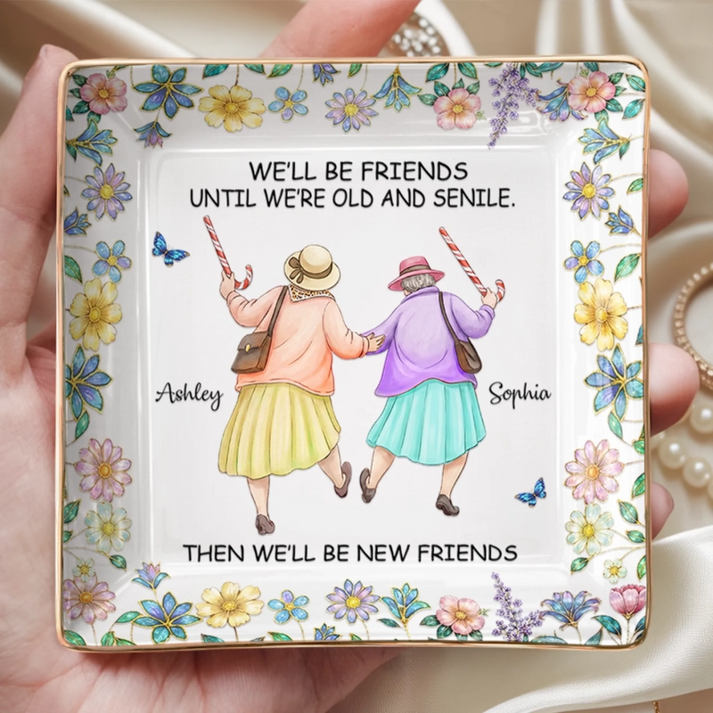 Custom Full-Print Jewelry Dish - Personalized Best Friend Birthday Gifts For Women, Besties, Sisters, BFF  - Besties For A Lifetime