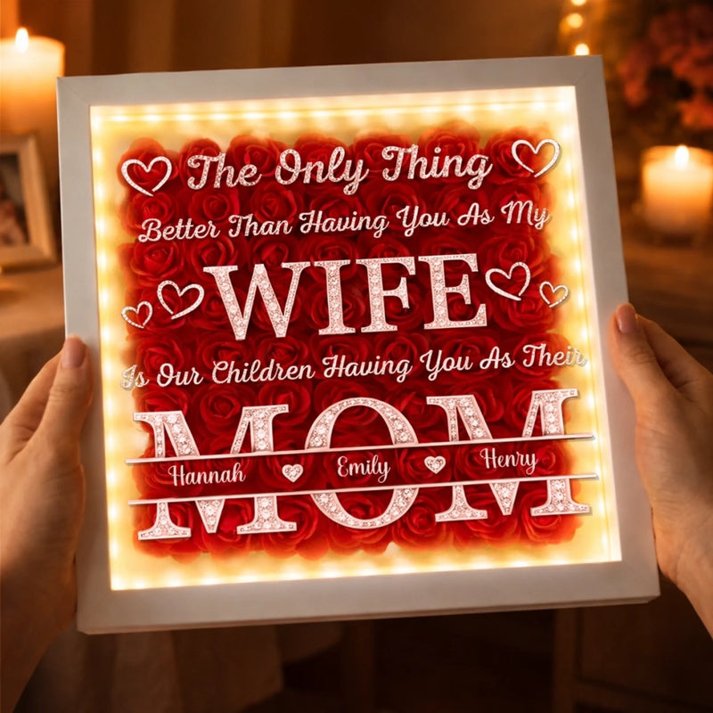 Custom Flower Shadow Box With LED Light - Personalized Anniversary Wedding Gifts For Husband And Wife, Him And Her - You Are My Only One