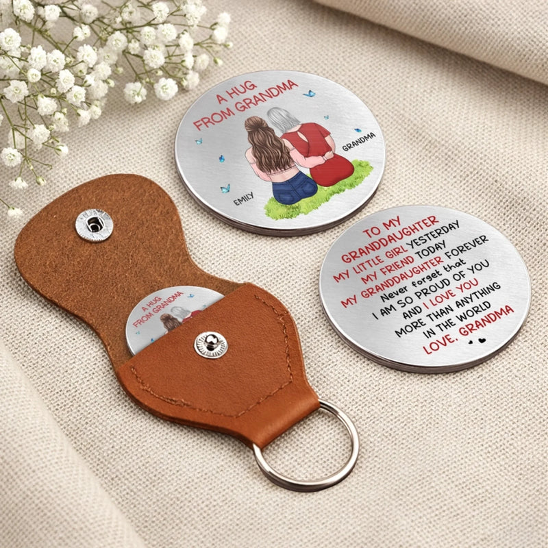 Custom Pocket Hug - Personalized Birthday Gifts For Grandma, Granddaughter, Grandson - Grandma Love Lights The Way