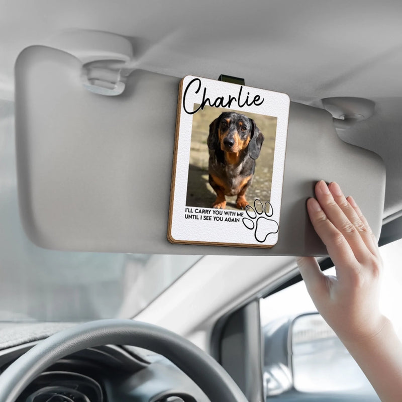 Custom Photo Car Visor Clip - Personalized Pet Memorial Sympathy Gifts For Dogs, Cats - My Little Guardian Angel