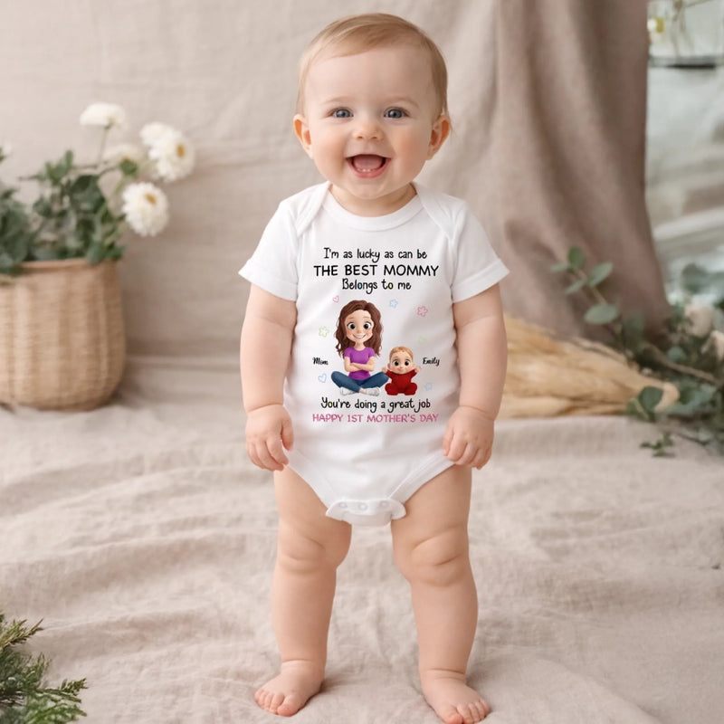 Custom Baby Onesie - Personalized Baby Shower, Gender Reveal Gifts For New Moms, New Dads, New Parents - The Best Mom Belongs To Me