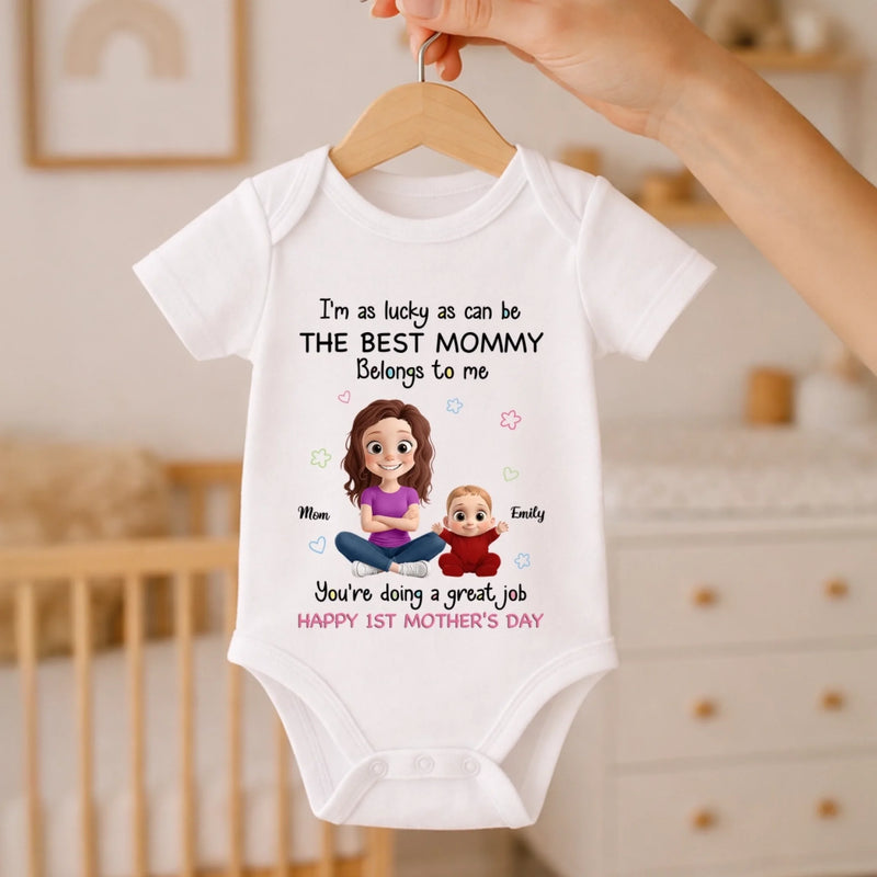Custom Baby Onesie - Personalized Baby Shower, Gender Reveal Gifts For New Moms, New Dads, New Parents - The Best Mom Belongs To Me