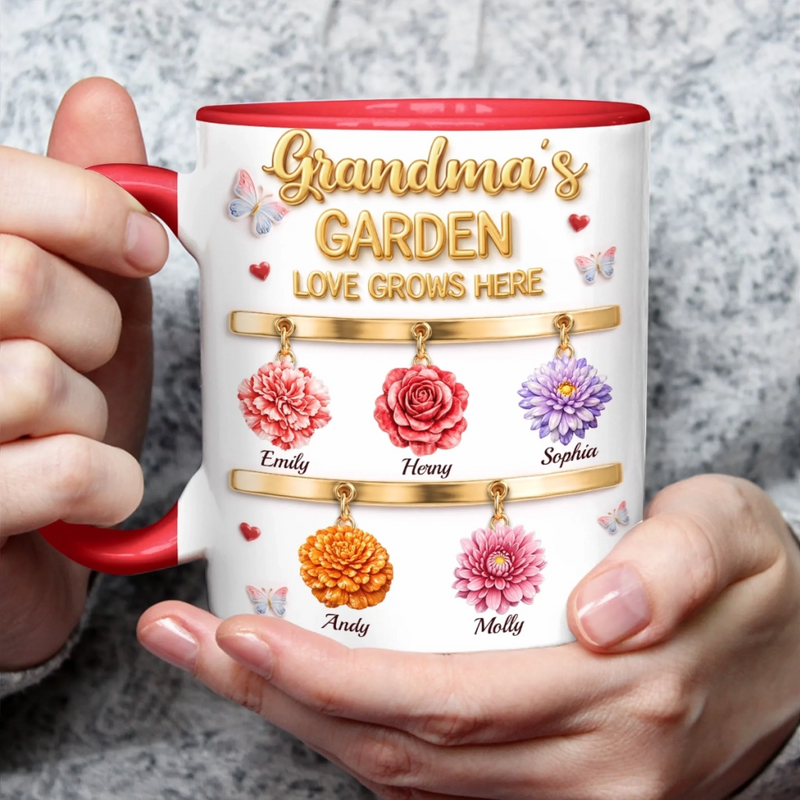 Custom 3D Inflated Effect Printed Accent Mug - Personalized Mother's Day Gifts For Mom, Grandma - Grandma Love Never Fails
