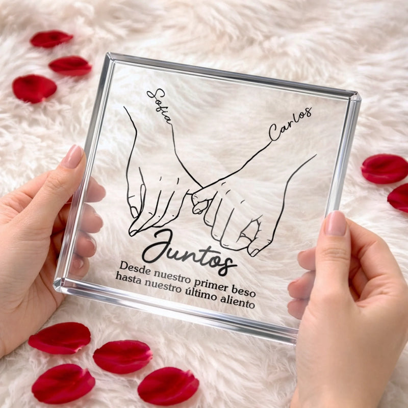 Placa De Acrílico Cuadrada Personalizada – Regalo De Aniversario De Boda Personalizado Para Esposo Y Esposa, Para Él Y Para Ella - Contigo Hasta El Final