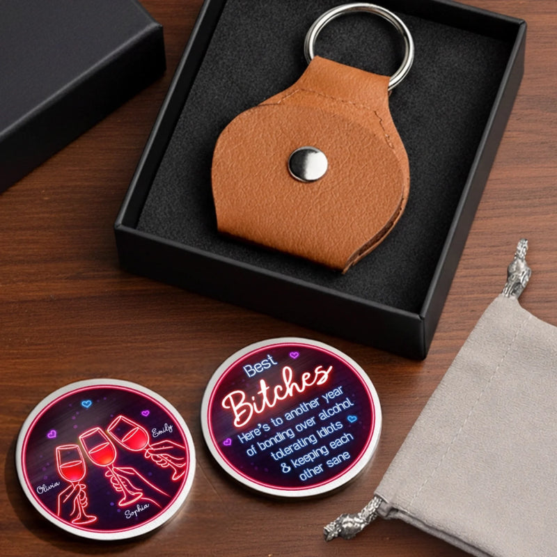 Custom Pocket Hug - Personalized Best Friend Birthday Gifts For Women, Besties, Sisters, BFF - Sip Happens Together