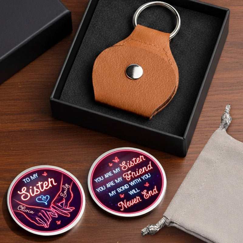 Custom Pocket Hug - Personalized Best Friend Birthday Gifts For Women, Besties, Sisters, BFF - Sisterhood Never Fades