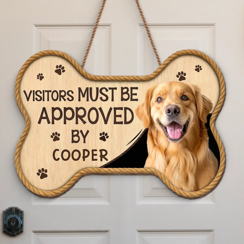 Custom Photo Wood Sign - Personalized Birthday Gifts For Dog Cat Lovers, Dog Dad And Mom, Cat Owners - Living Under Paw Rules